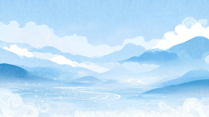 山水畫卷寧靜致遠-圖片