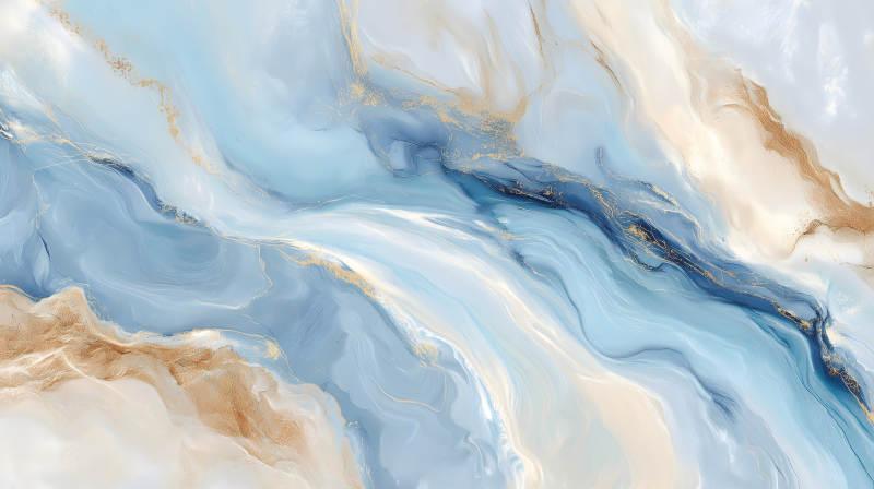 抽象水墨紋理金色紋路藍色色調-圖片