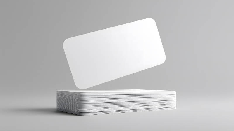 白卡懸浮于卡片堆疊之上-圖片