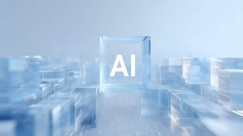 AI概念藝術圖像透明方塊未來科技-圖片