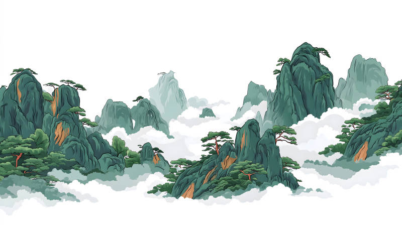 山水畫意境壯麗景色迷人-圖片