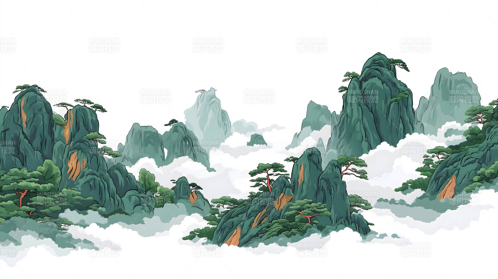 山水畫意境壯麗景色迷人-圖片