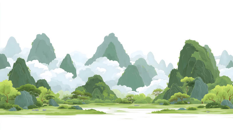 水墨山水畫寧靜致遠-圖片