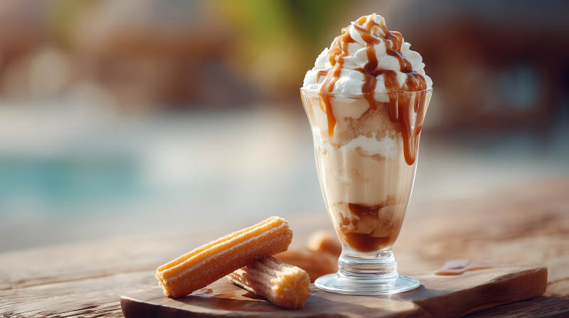 甜品特寫美味誘人焦糖奶茶-圖片