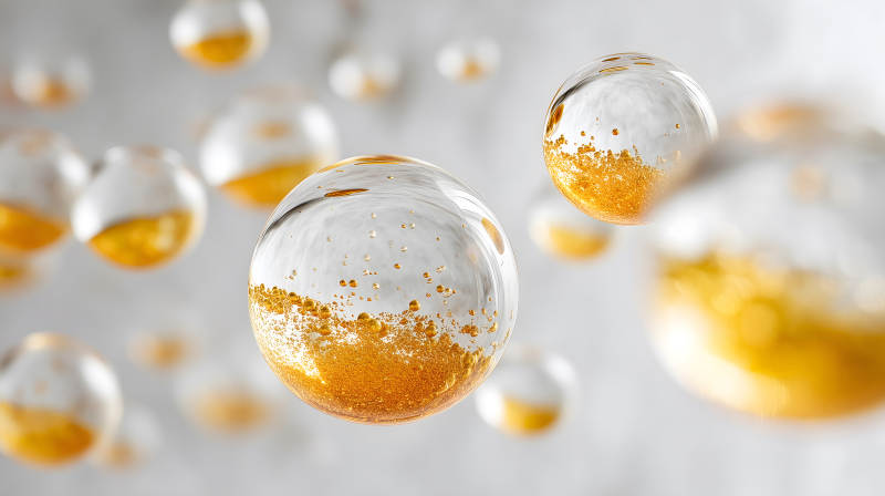 透明球體金色懸浮物-圖片