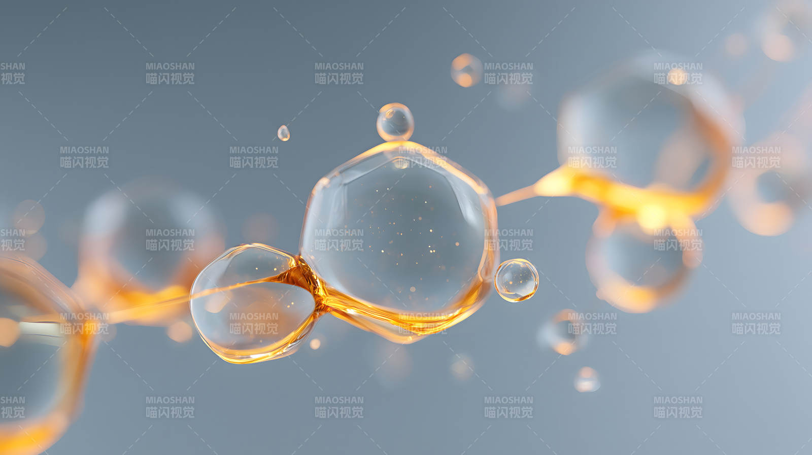 透明氣泡金色線條抽象圖-圖片