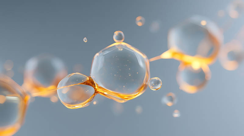 透明氣泡金色線條抽象圖-圖片