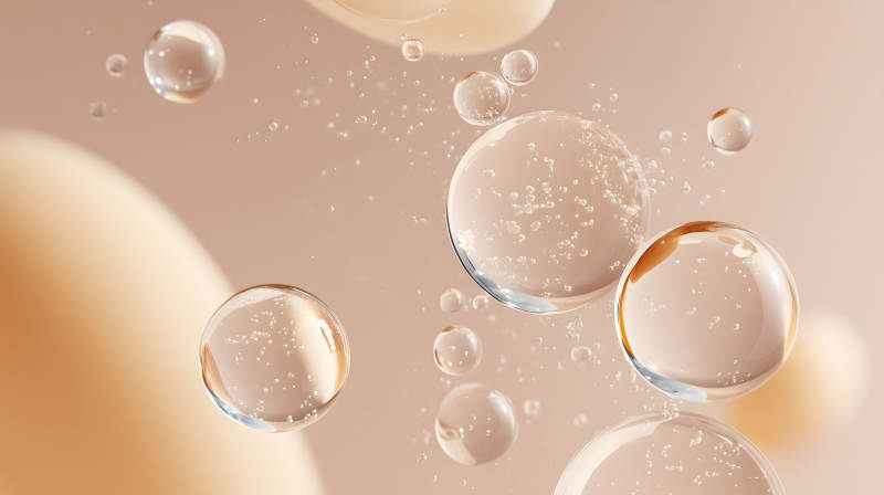 通透氣泡懸浮特寫-圖片