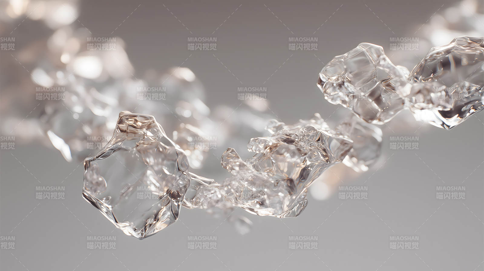 晶瑩剔透的藝術(shù)品冰塊串聯(lián)-圖片