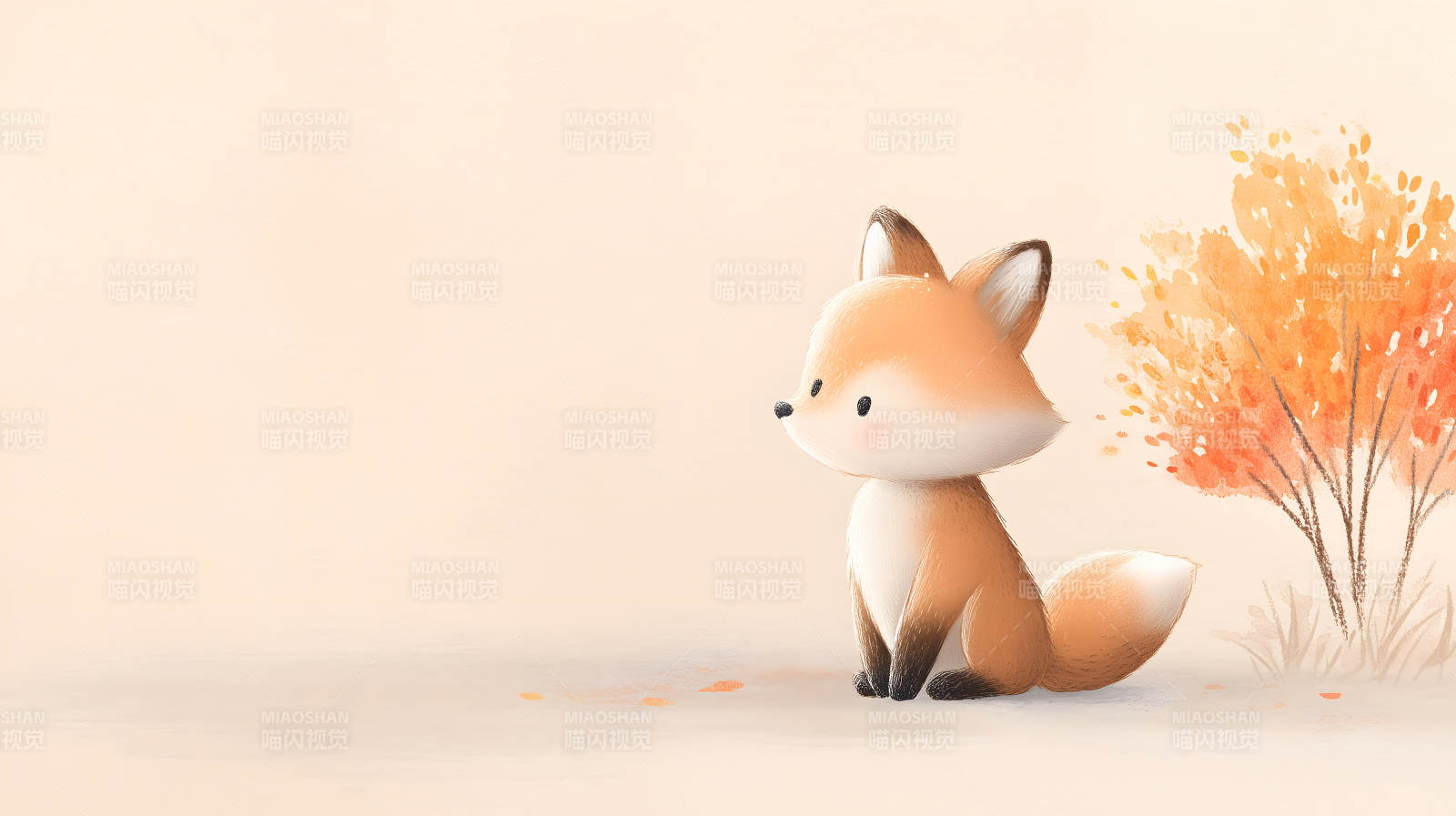 可愛小狐貍在秋日欣賞風景圖片