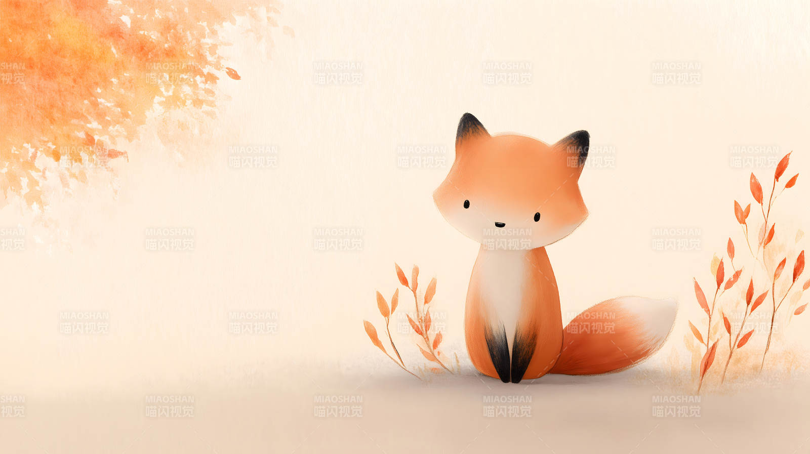 可愛的小狐貍在秋天的背景下圖片