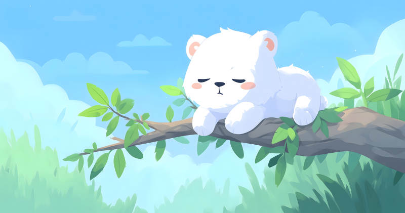 樹上睡覺的可愛小熊-圖片