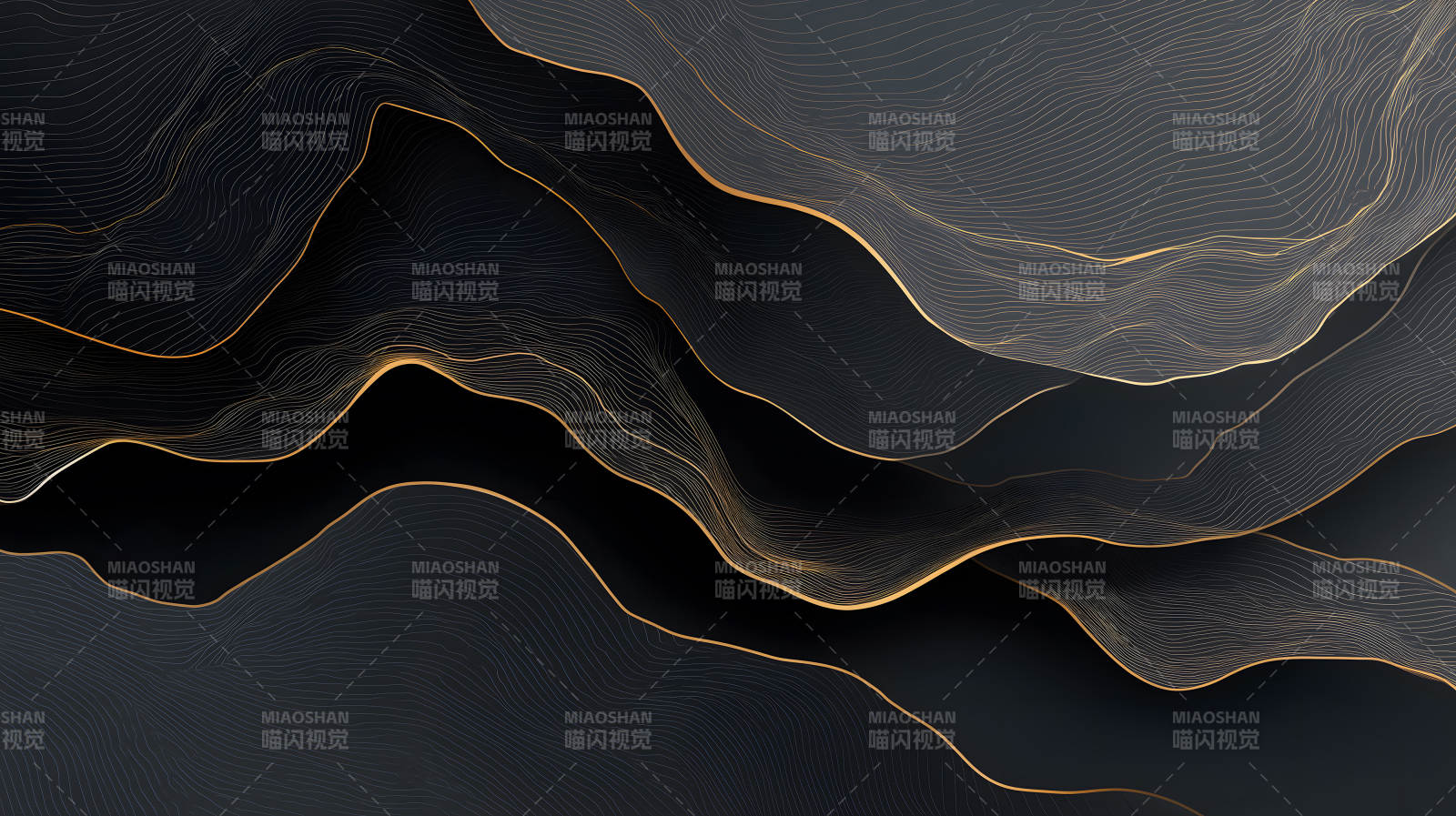 抽象线条构成的金边黑色背景-图片