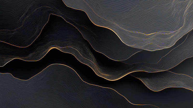 抽象线条构成的金边黑色背景-图片