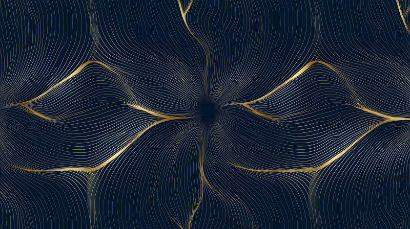 深蓝色背景金色线条抽象图案-图片