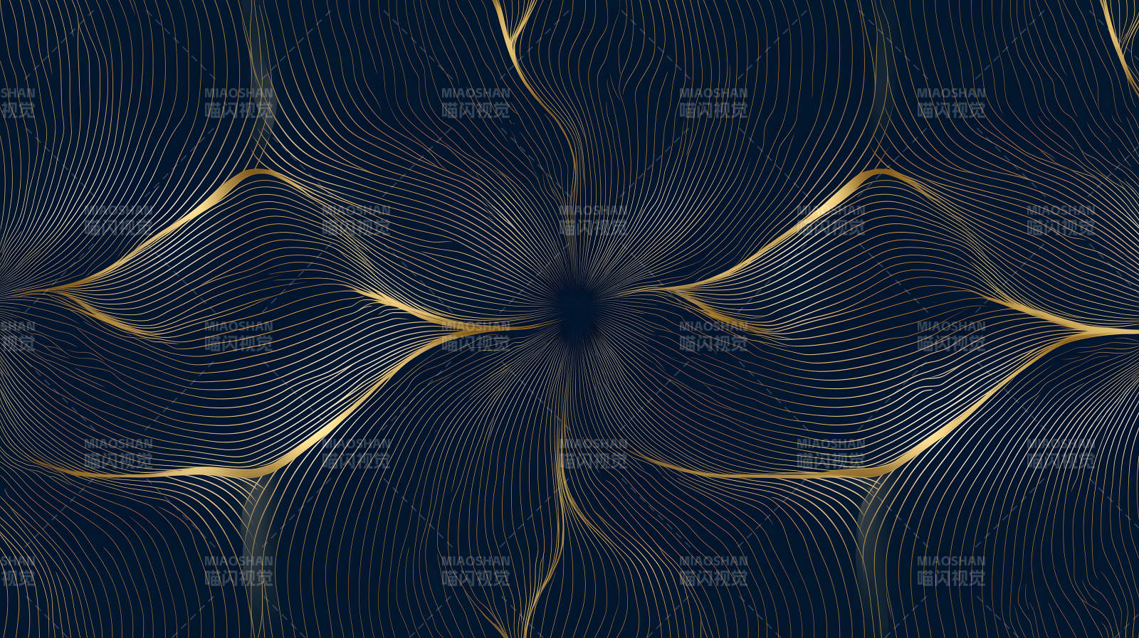 深蓝色背景金色线条抽象图案-图片