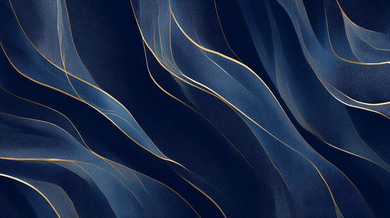 深蓝色抽象线条金色点缀-图片