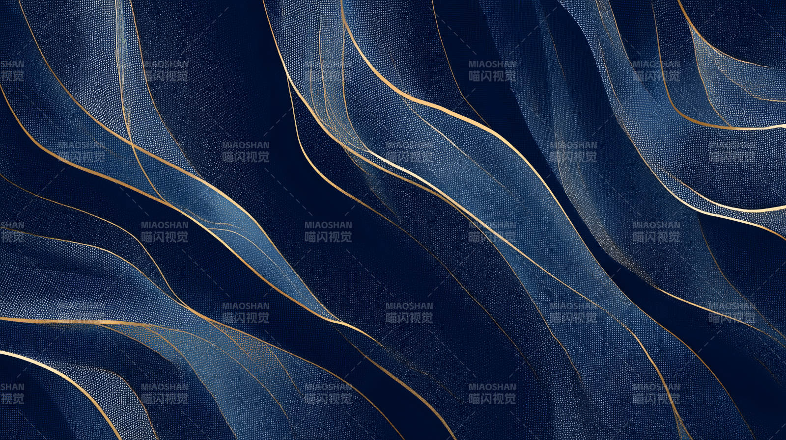 深蓝色抽象线条金色点缀-图片