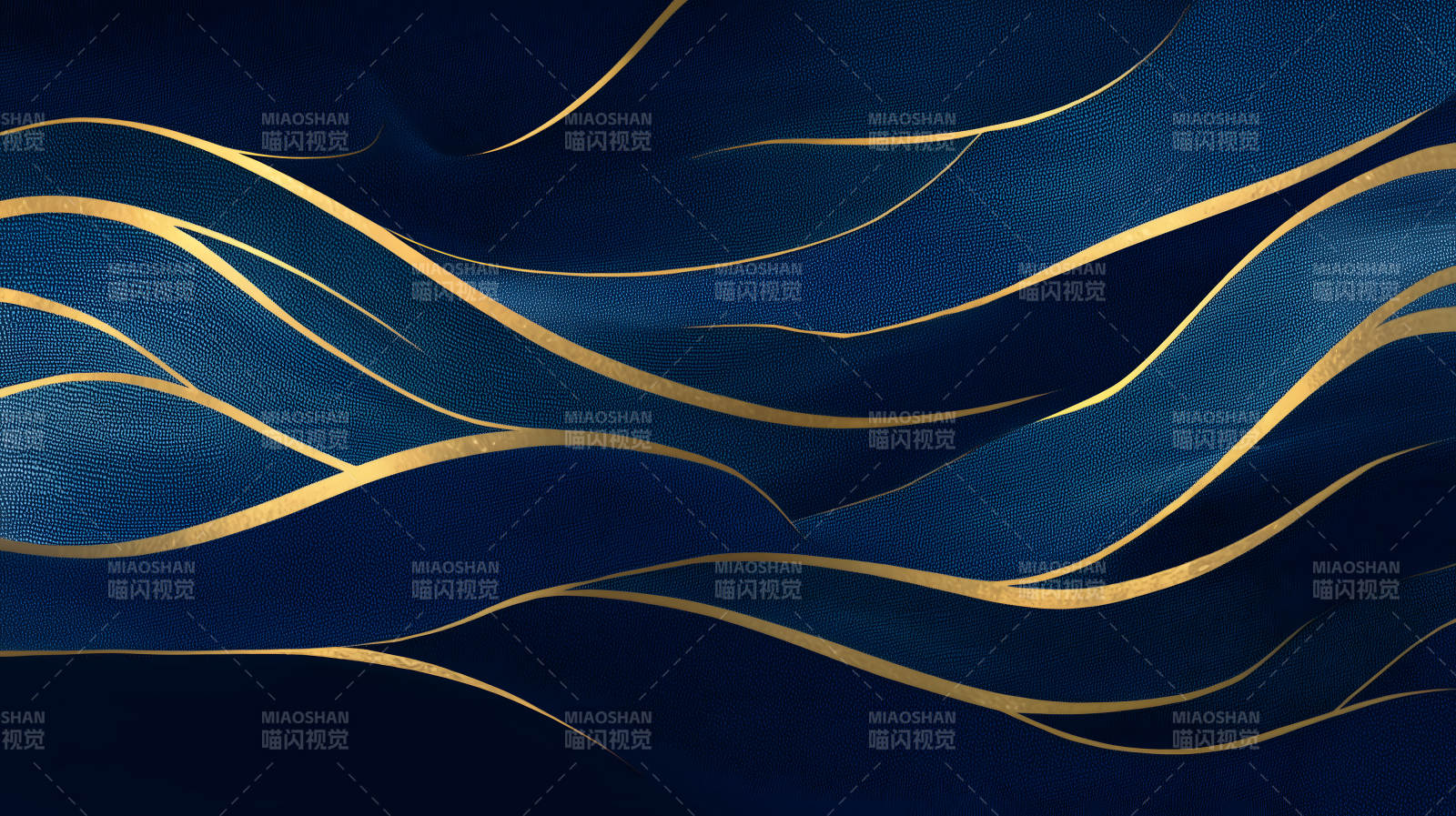 深蓝色纹理与金色线条的抽象设计-图片