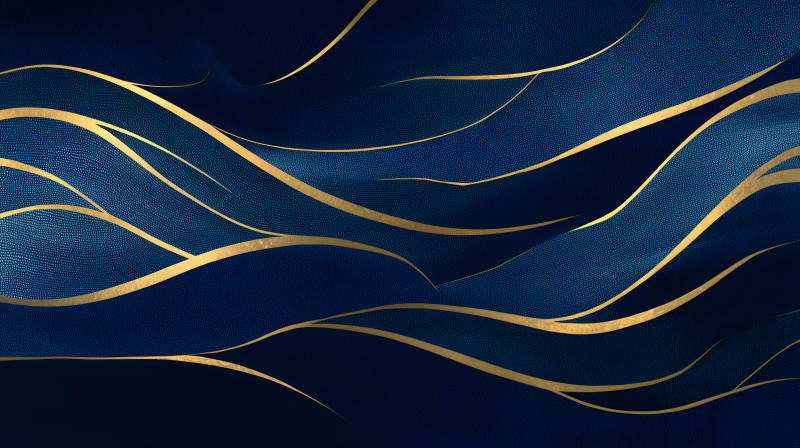 深蓝色纹理与金色线条的抽象设计-图片