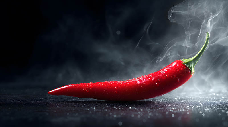 紅辣椒冒著熱氣特寫攝影-圖片