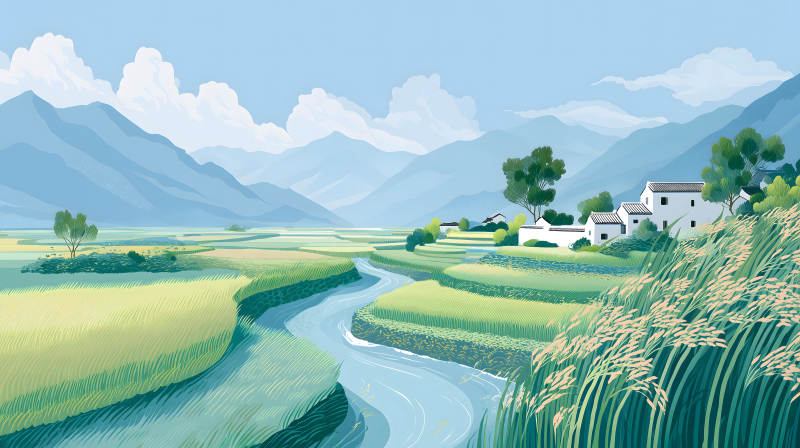 山水田園風光景色宜人-圖片