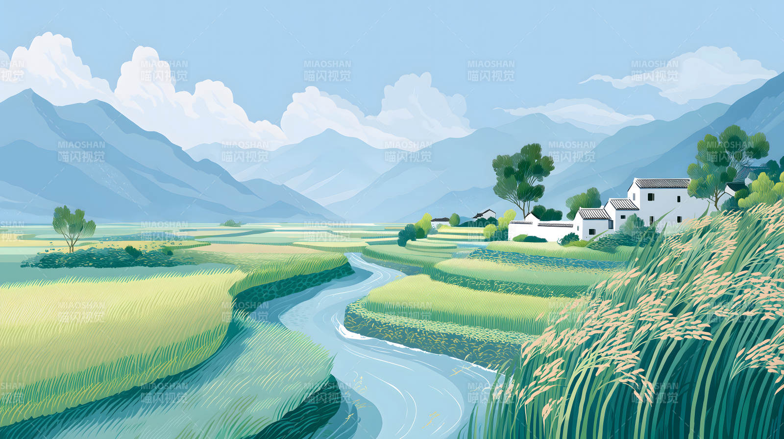 山水田園風光景色宜人圖片