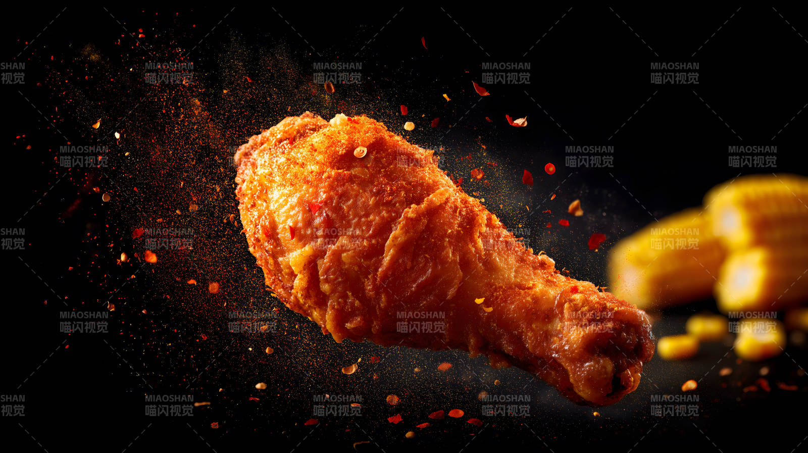 美味炸雞與玉米美食誘惑-圖片