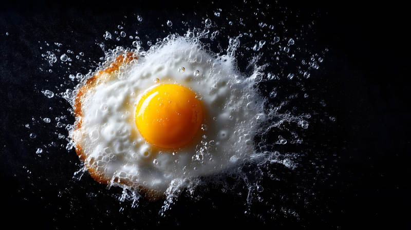 雞蛋入鍋瞬間動態畫面-圖片