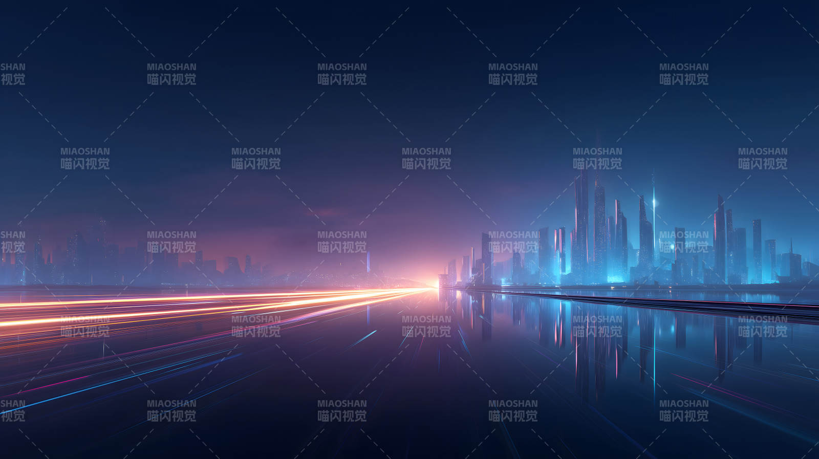 科幻城市夜景光轨-图片
