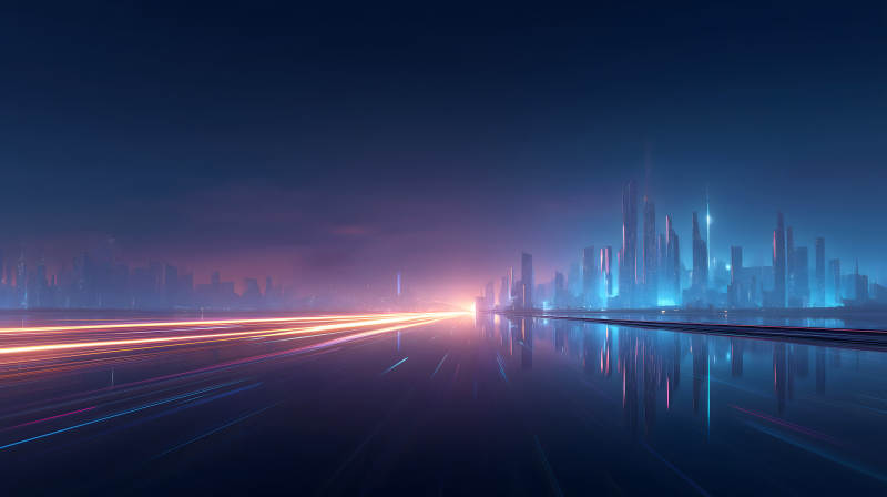 科幻城市夜景光軌-圖片