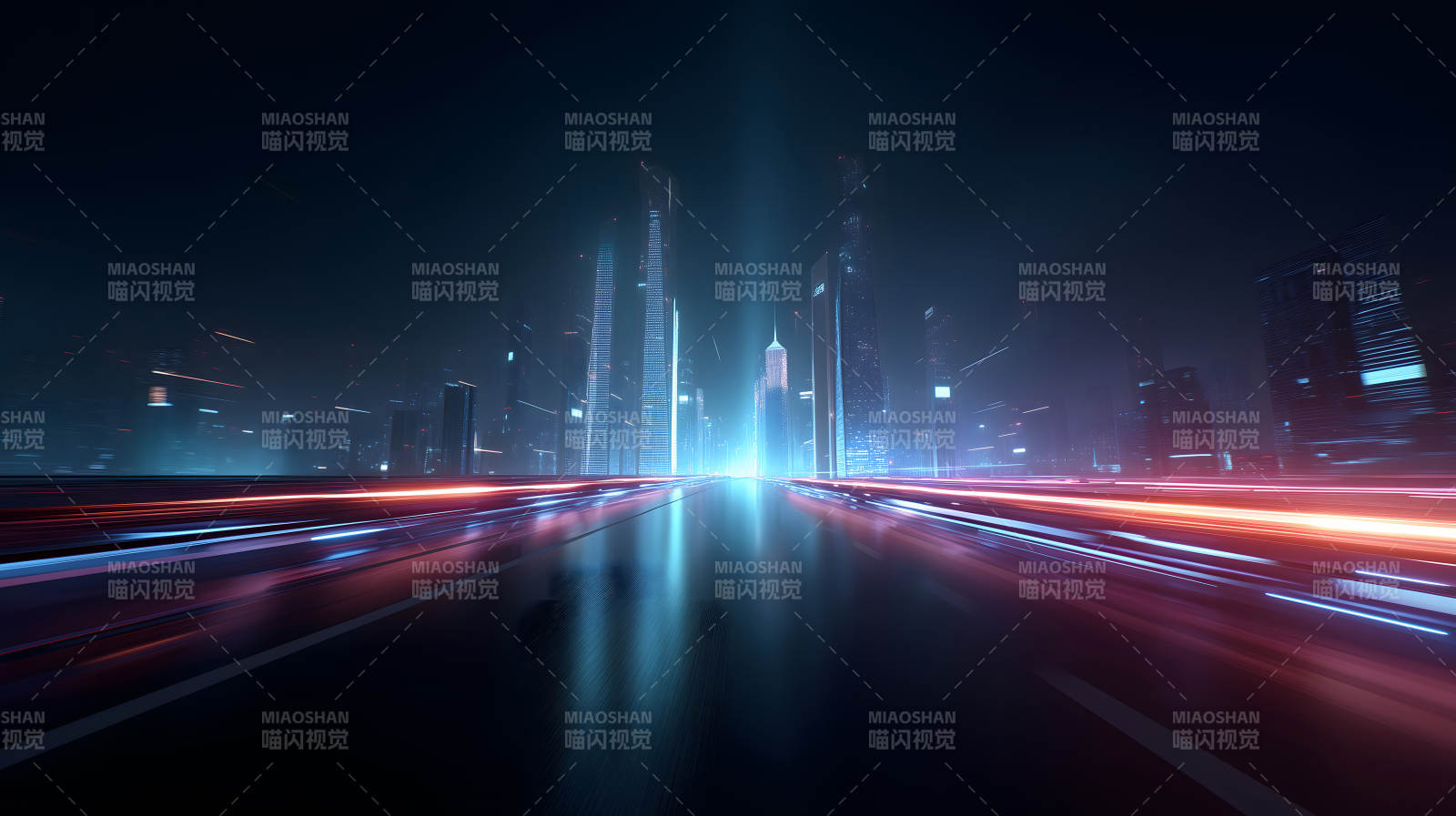 未來(lái)城市高速公路夜景圖片