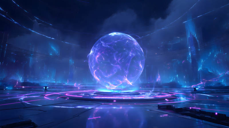 未來(lái)科技感能量球場(chǎng)景-圖片