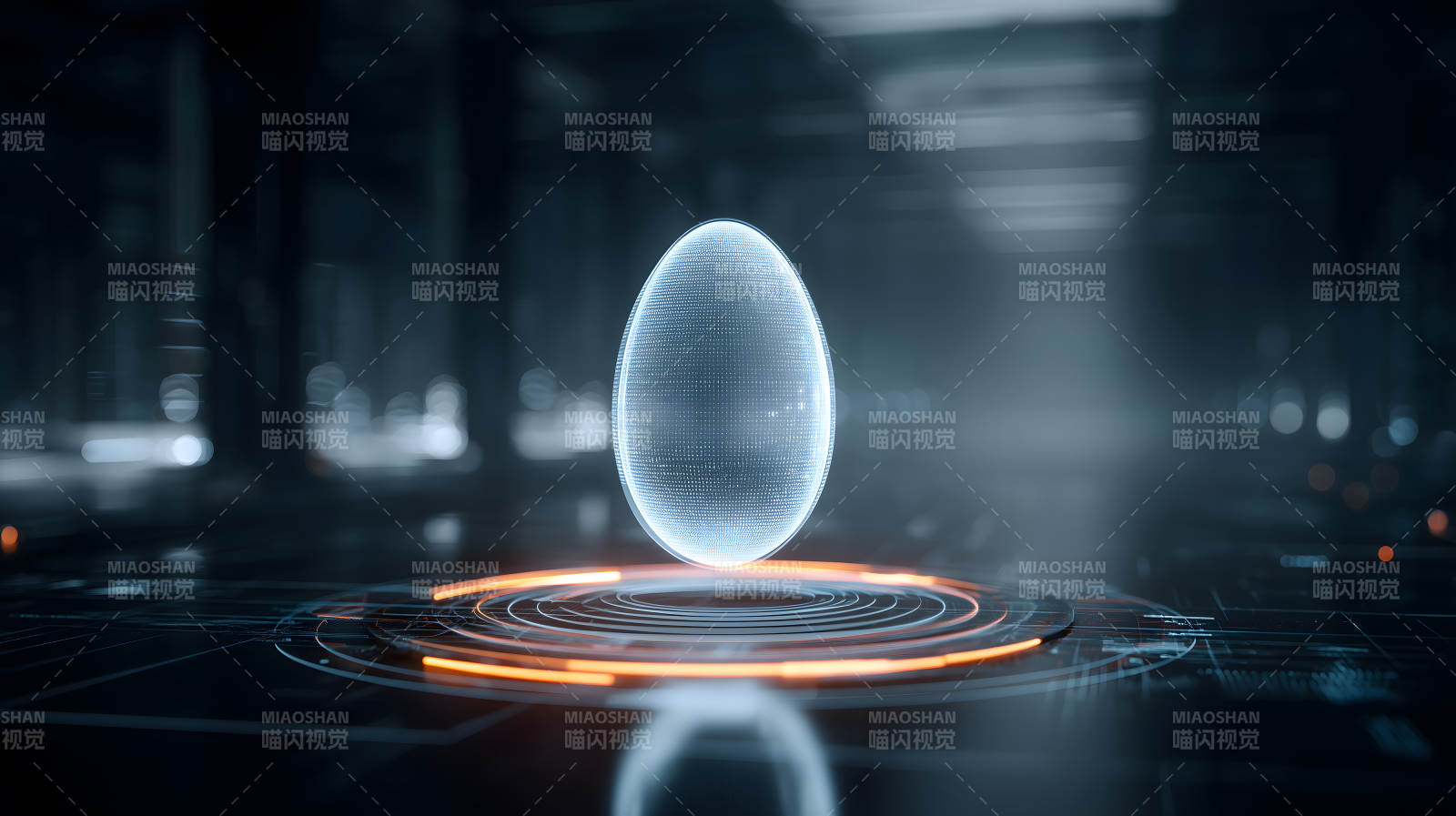 未來科技感雞蛋全息投影圖片