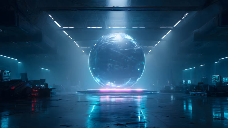 未來(lái)實(shí)驗(yàn)室中的發(fā)光球體-圖片