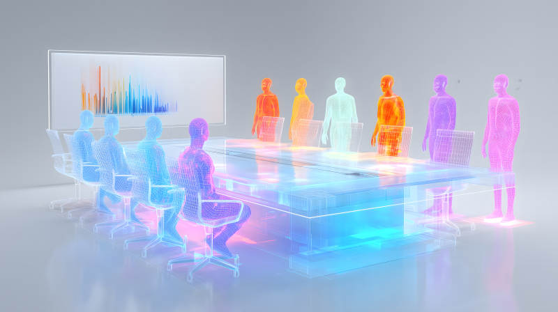 會議室內呈現未來科技感-圖片