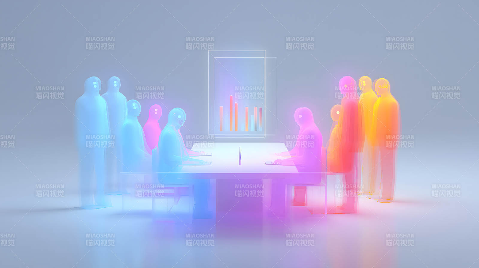 抽象會議場景多色人體-圖片