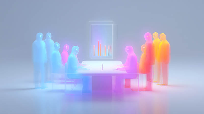 抽象會議場景多色人體-圖片