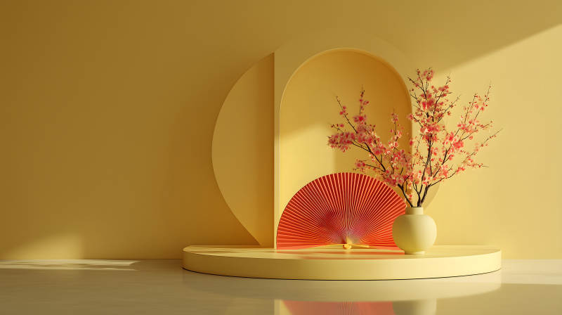 黃色背景下的裝飾藝術(shù)品-圖片