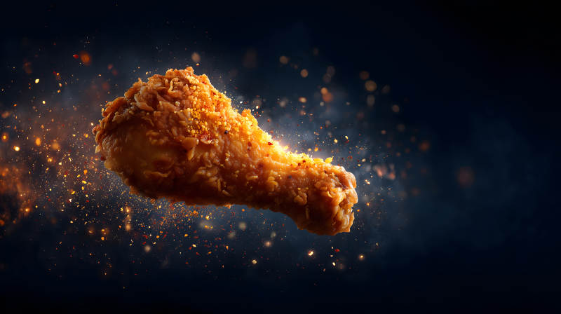 炸雞腿特寫黑暗背景-圖片