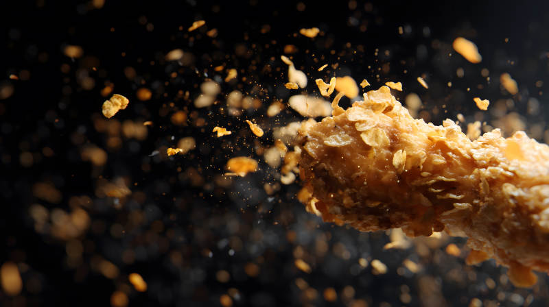 炸雞腿特寫炸裂瞬間-圖片