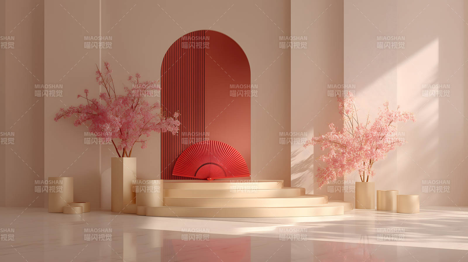 粉色舞台摆设简约唯美设计-图片