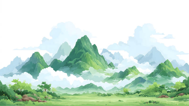 山水畫風格的風景畫-圖片