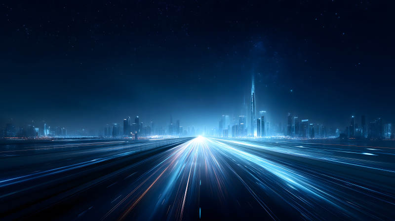 夜幕下的城市高速公路-圖片