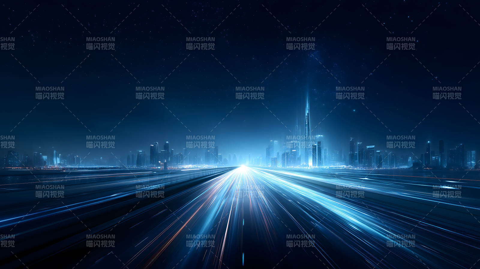 夜幕下的城市高速公路-图片