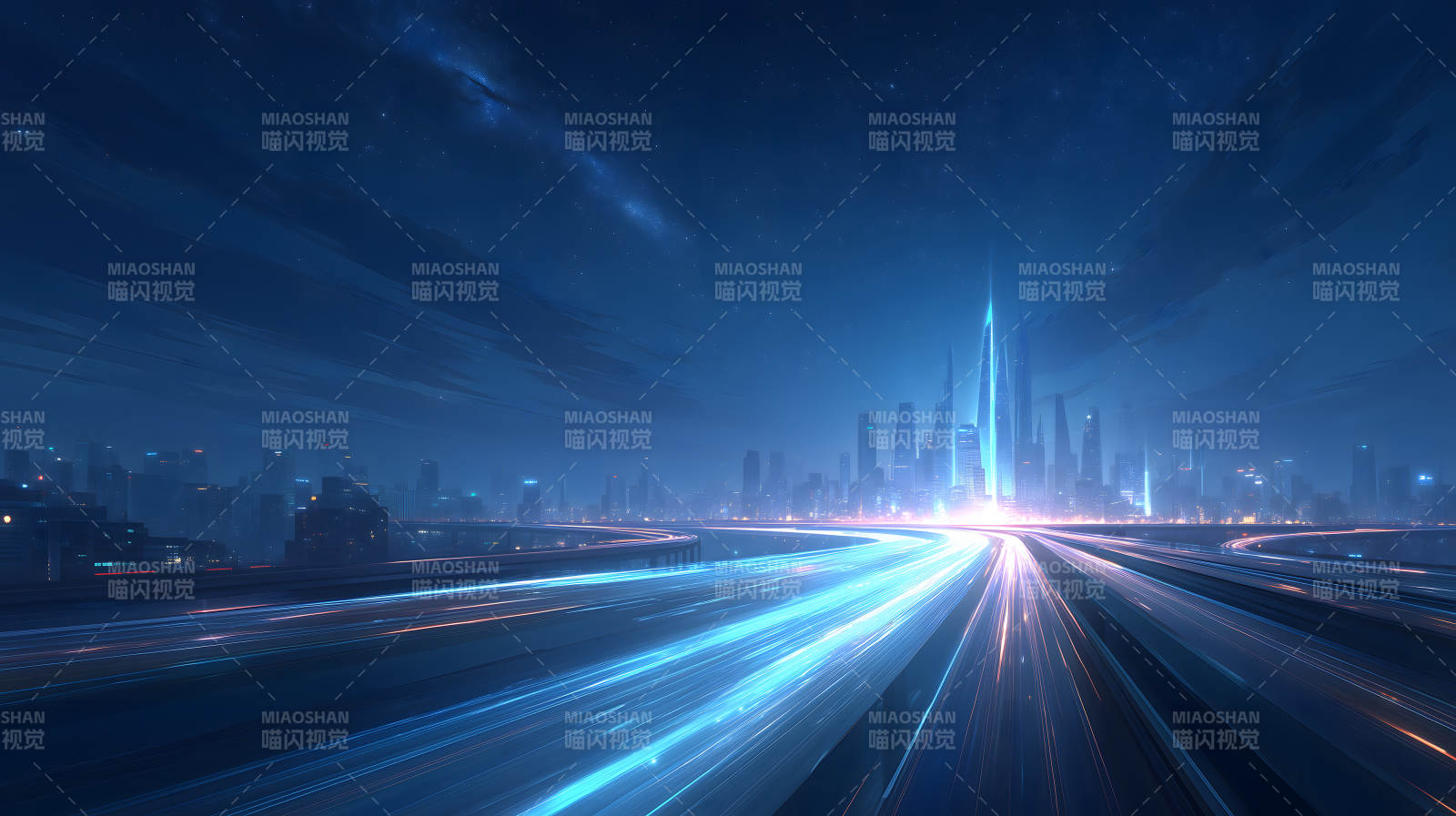 未來都市夜景高速公路圖片
