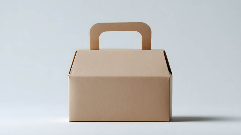 棕色纸盒带把手设计简约-图片