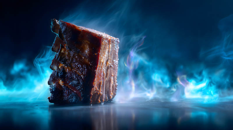 烤肉特写烟雾缭绕美味诱人-图片