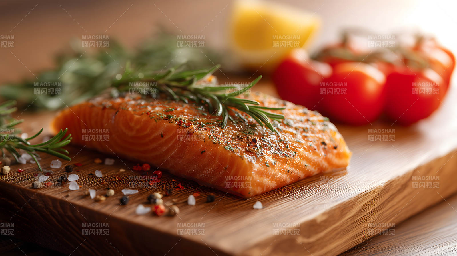 烤鮭魚配香料和蔬菜-圖片