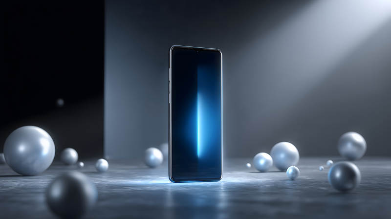 手机与光线和球体营造未来感-图片